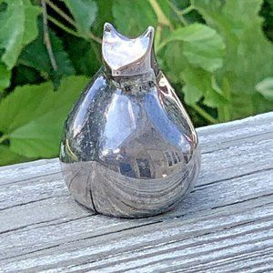 Dansk Cat Paperweight Shelf Sitter Decoration Mini Japan 2.25 in Silverplate